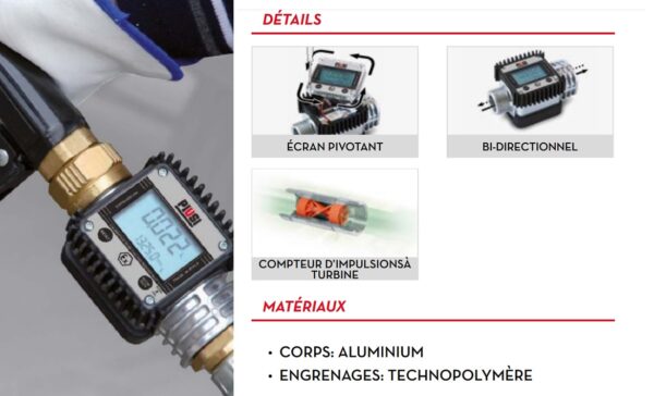 Volucompteur PIUSI K24 ATEX -F00408X00-Compteur-k24-essence-sp95-sp98-atex-piusi